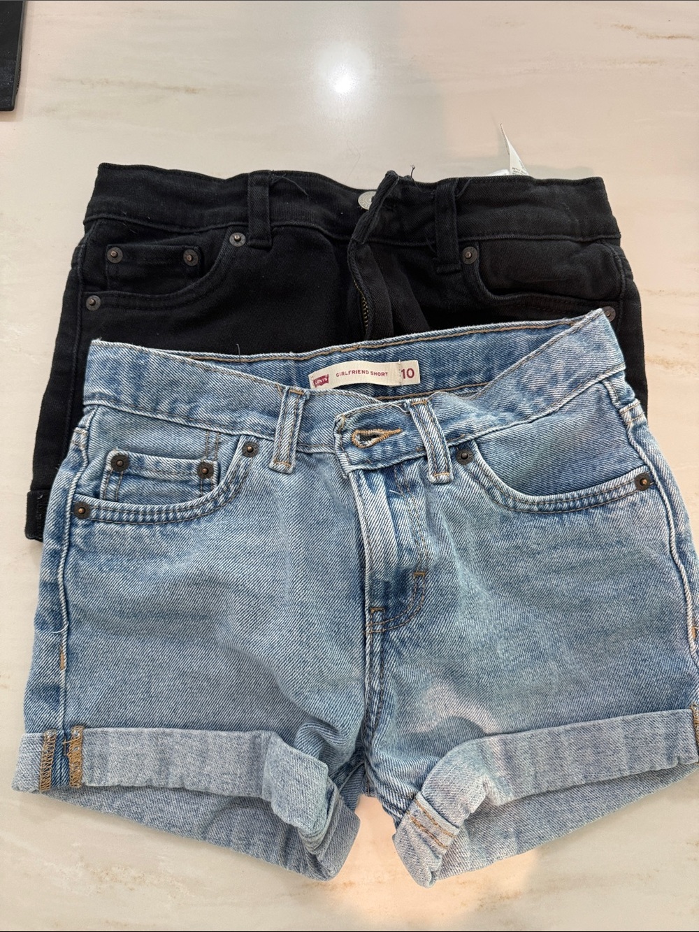 Levi's Light Blue Denim and Black Shorts Set
